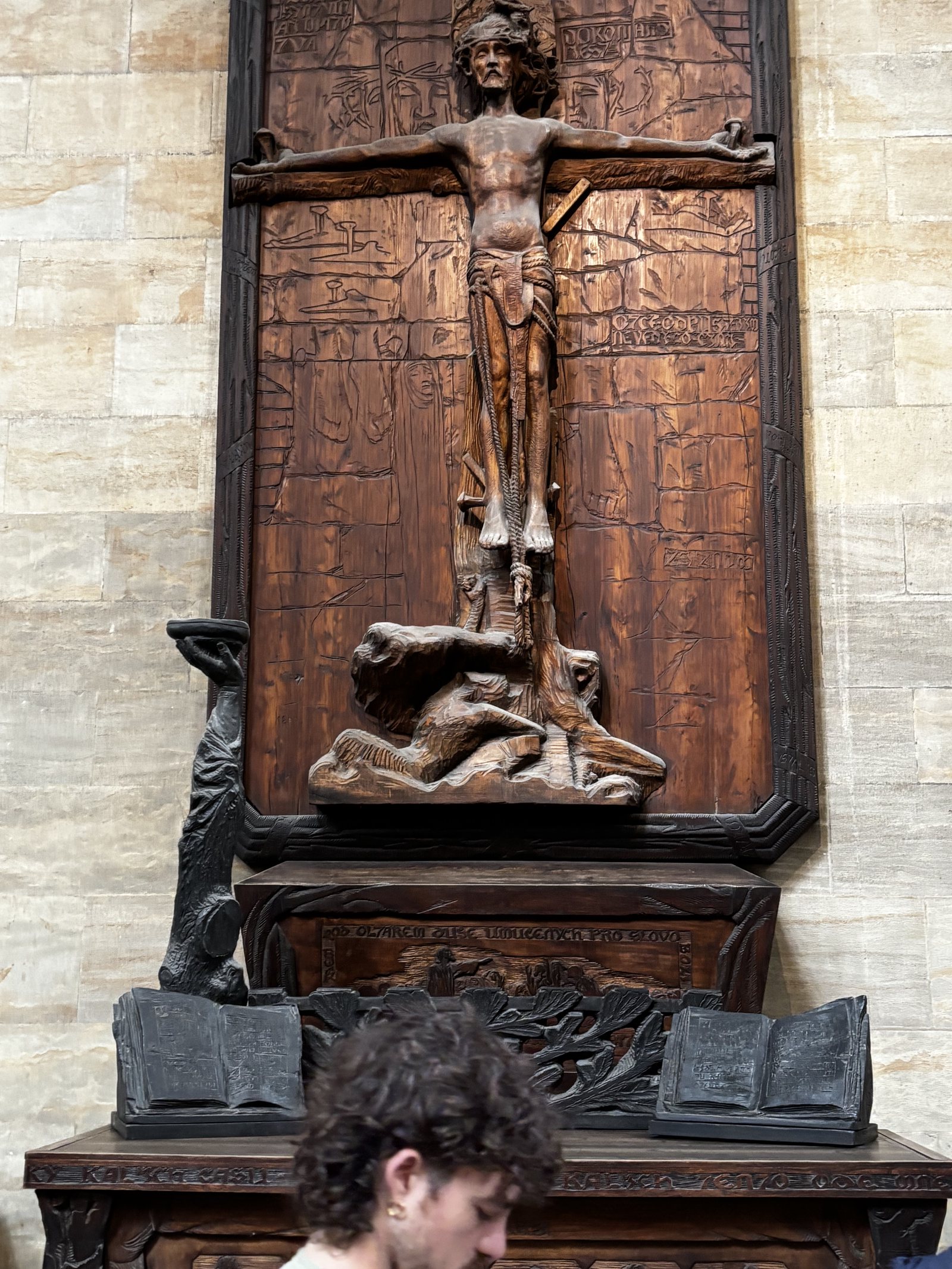 Carved Wooden Crucifix, by František Bílek