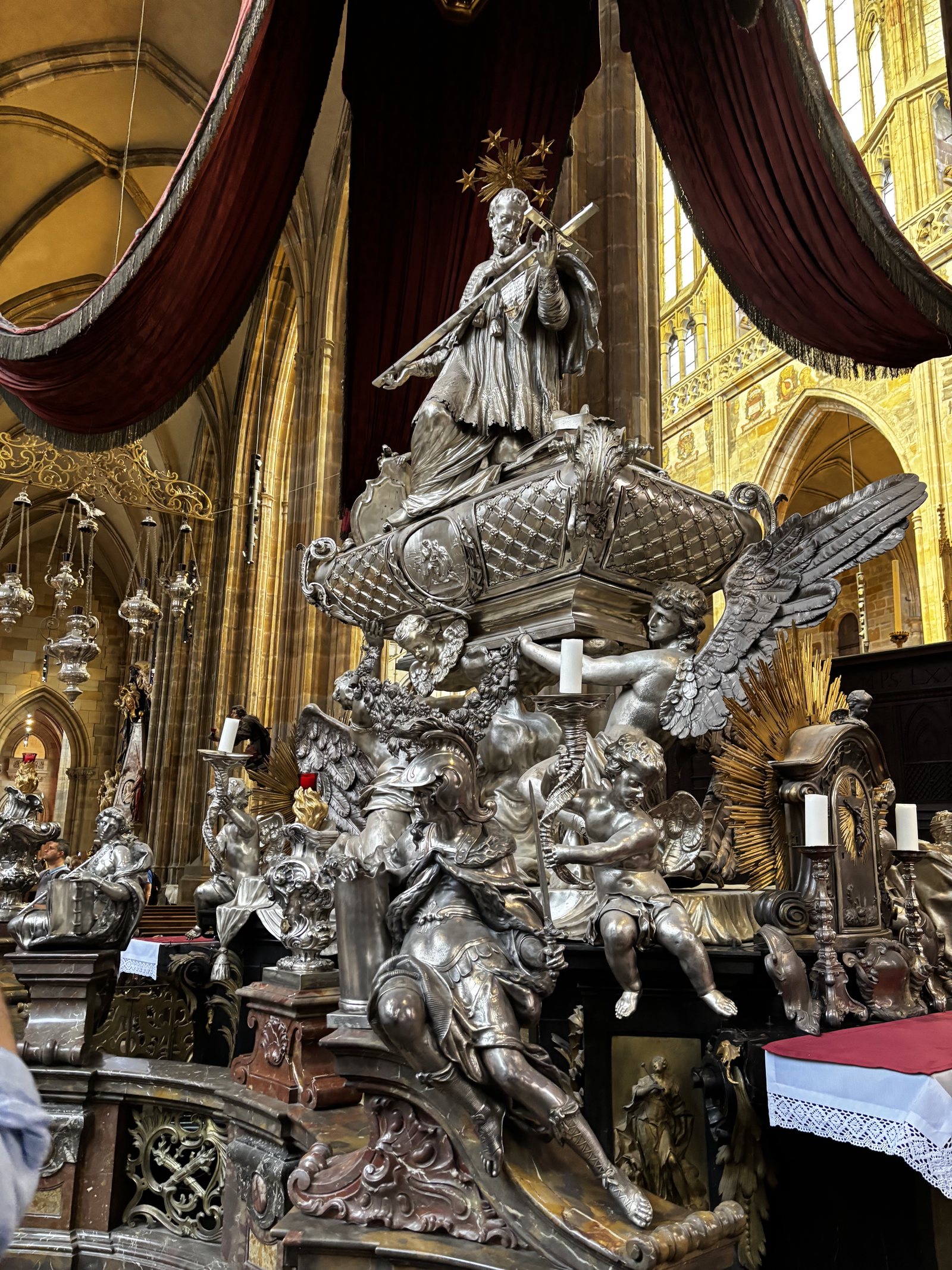 St John of Nepomuk. St. John of Nepomuk was a priest, the vicar-general of the Archbishop of Prague. King Wenceslas IV ordered that he be thrown from the Charles Bridge into the Vltava river where he drowned in 1393.