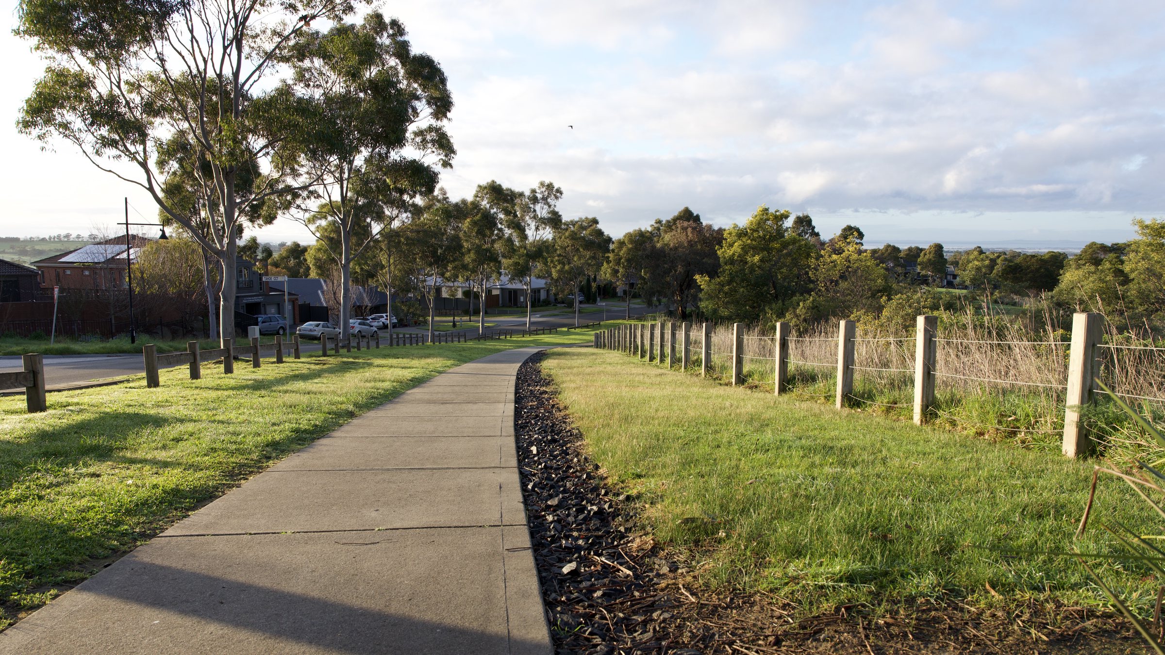 Morning sun on a curved path